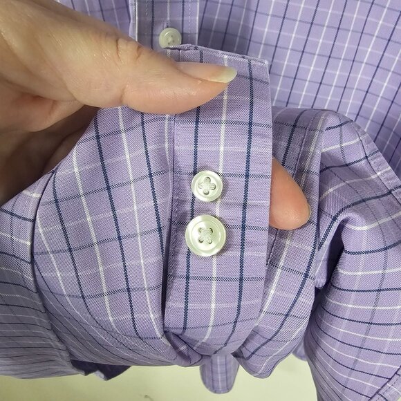 Eddie Bauer Mens Plaid Purple Button Down Shirt Sz XL Wrinkle Resistant Relaxed - Picture 4 of 8